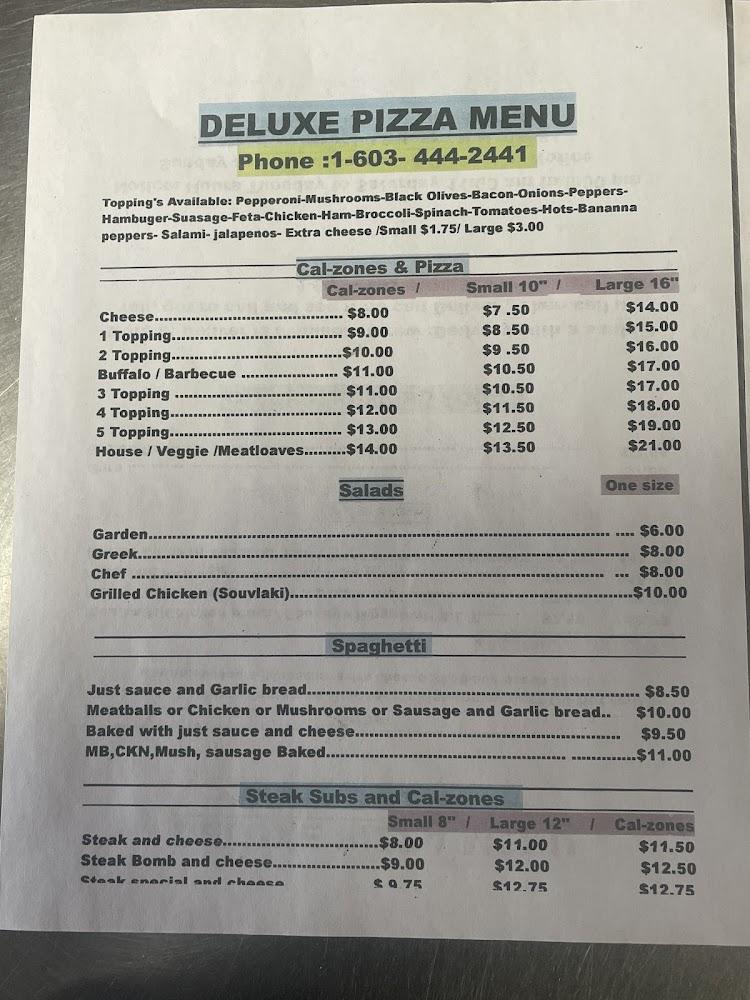 Deluxe House of Pizza Menu image 1