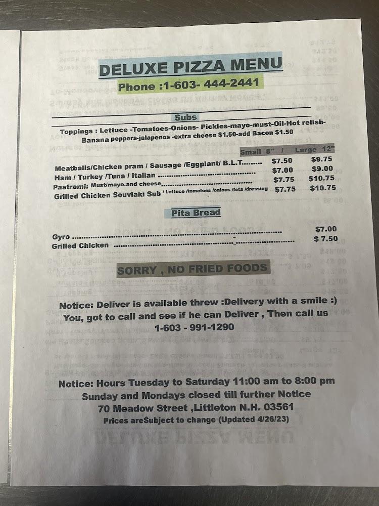 Deluxe House of Pizza Menu image 2