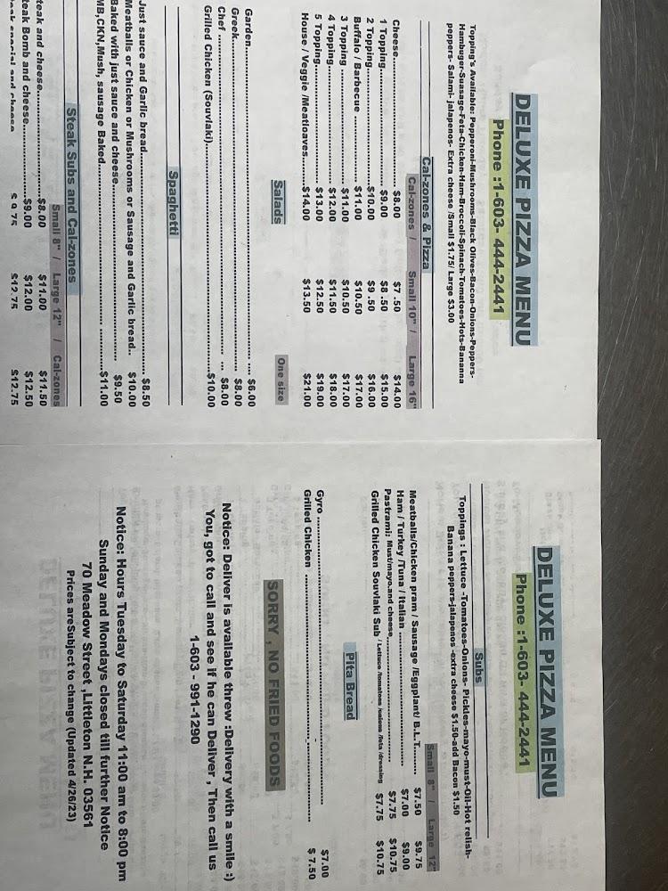 Deluxe House of Pizza Menu image 3